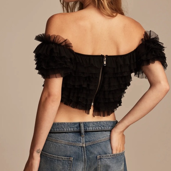 Lucky Brand Elegant Black Ruffled Top - Picture 4 of 6